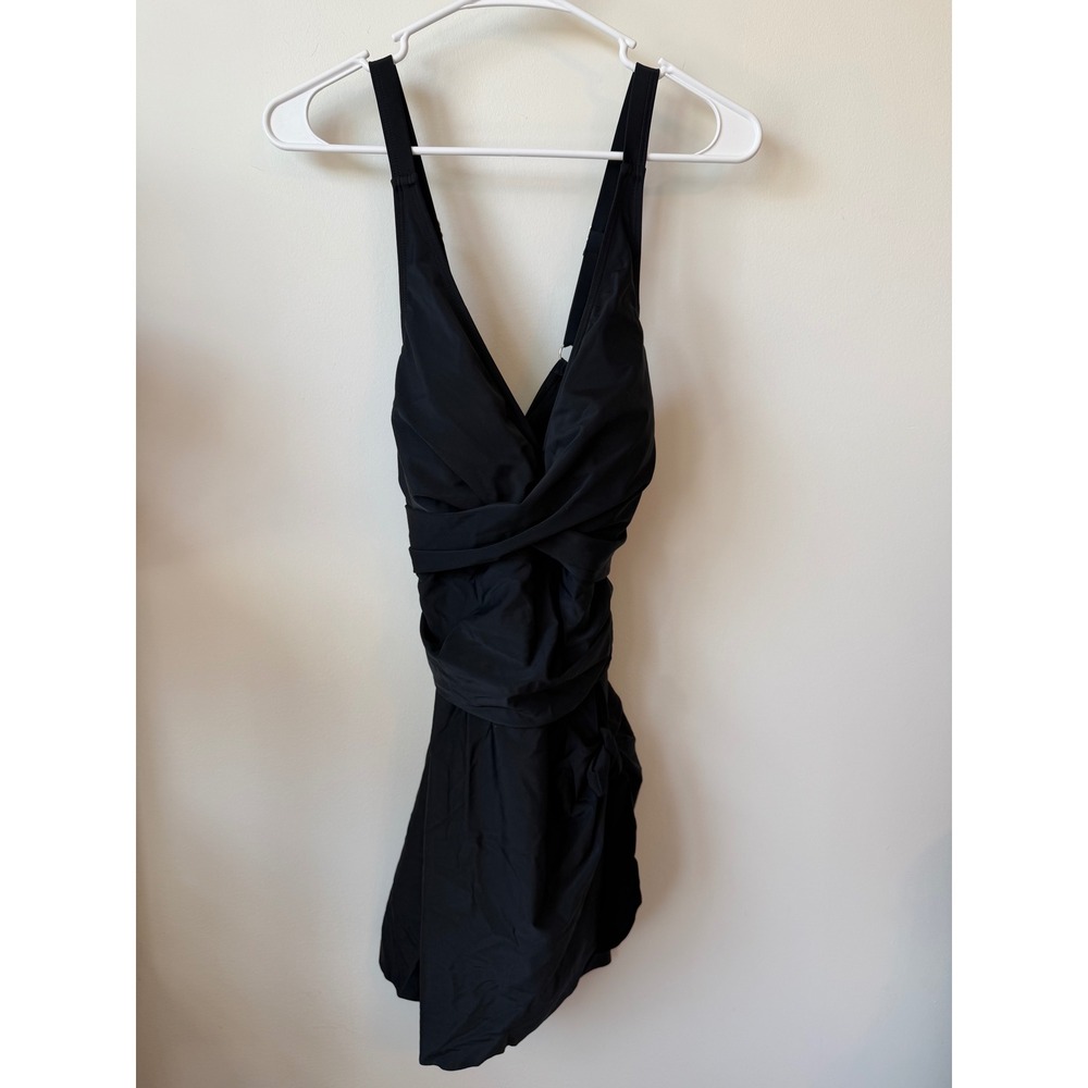 Beach Betty by Miracle Brands Black Slimming Swim Dress One Piece Large